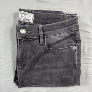Free People Gray Frayed Hem Cropped Flare Jeans Women's Size W25